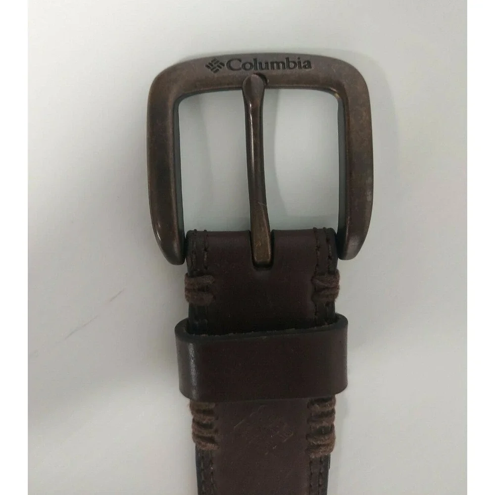 Columbia Leather Casual Belt Men's Size 40 Brown Metal Buckle‎